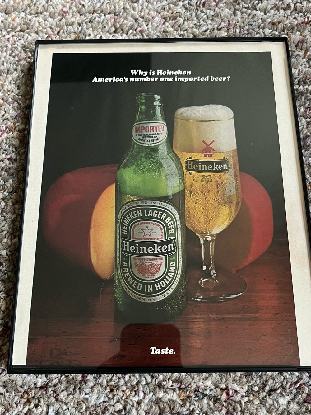 Vintage Heineken Beer Print Framed Size 8x10